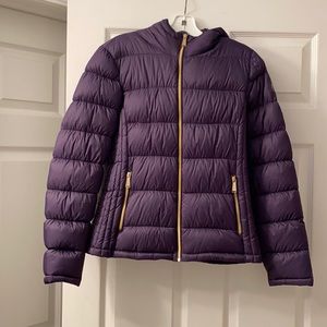 Dark Purple Michael Kors Lightweight Puffer Coat